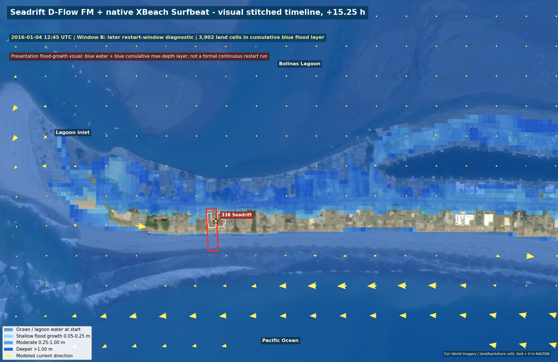 Seadrift stitched D-Flow FM native-Surfbeat flood-pathway visual